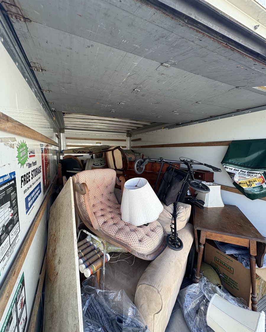 Truck packed floor to ceiling with furniture from an estate cleanout